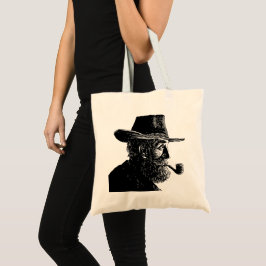 Punt- en Lijnportret: Wijze Oude Man die een Pijp  Tote Bag