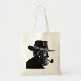 Punt- en Lijnportret: Wijze Oude Man die een Pijp  Tote Bag