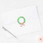 Punt Kerstkrans met boog Ronde Sticker (Envelop)