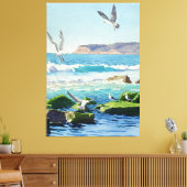 Punt Loma Rocks Golven en Zeemeeuwen Canvas Afdruk (Insitu (Woonkamer))