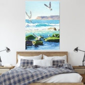Punt Loma Rocks Golven en Zeemeeuwen Canvas Afdruk (Insitu (Slaapkamer))