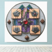 Punt van Assemblage 3D: Mystiek Geometrisch Artefa Canvas Afdruk (Insitu (Houten vloer))