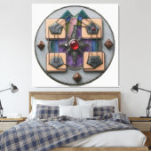 Punt van Samenkomst 3D: Mystiek Geometrisch Artefa Canvas Afdruk (Insitu (Slaapkamer))