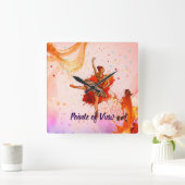 Punt van Uitzicht | Elegante ballerina kunst Vierkante Klok (Huis)