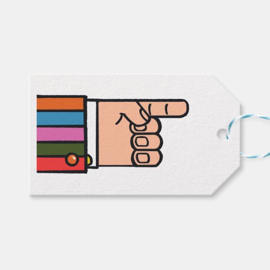 Punt Wijzende Hand Funky Manicule Cadeaulabel (Voorkant (Horizontaal))