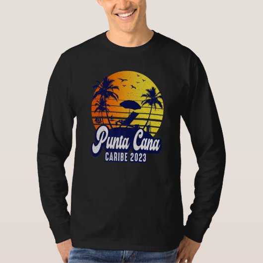 Punta Cana 2023 Dominican Sunset Beach Retro Premi T-shirt (Voorkant)