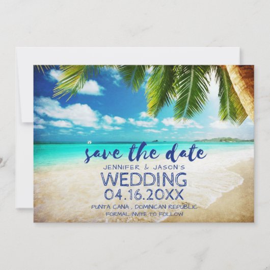 Punta Cana Beach Destination Wedding Save The Date (Voorkant)
