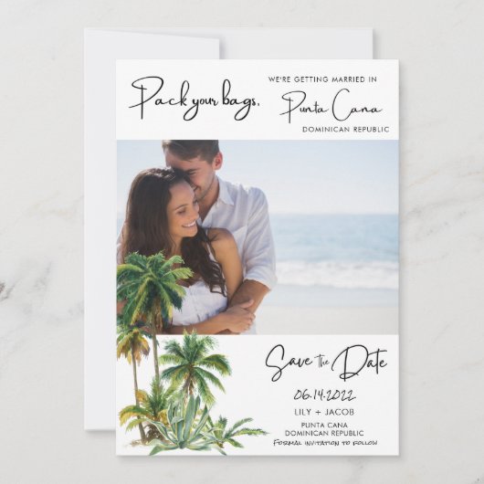 Punta Cana Beach Destination Wedding Save the Date (Voorkant)