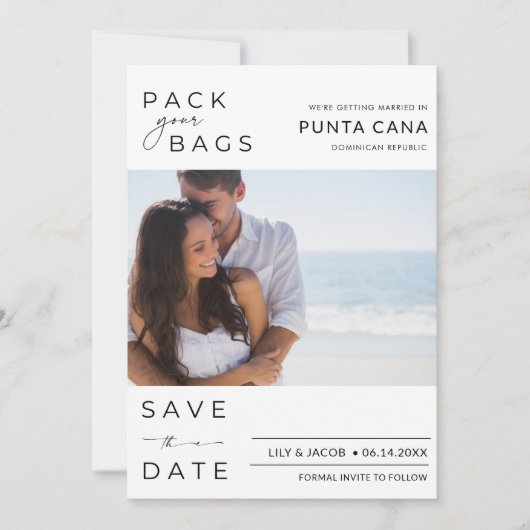 Punta Cana Beach Destination Wedding Save the Date (Voorkant)