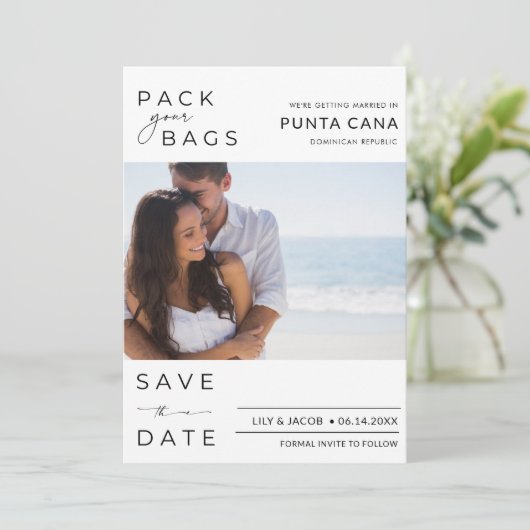 Punta Cana Beach Destination Wedding Save the Date (Staand voorkant)
