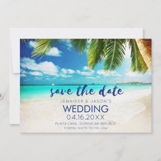 Punta Cana Beach Destination Wedding Save The Date (Voorkant)