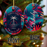 Punta Cana Beach partij Palmboom bladeren zonsonde Keramisch Ornament<br><div class="desc">Punta Cana Beach feest Palmboom bladeren zonsondergang. Perfect voor vakantiegangers,  strandgangers en mensen met een voorliefde voor Punta Cana Sjabloon met een tropisch palmboomontwerp zijn ideaal voor elke leeftijd strand thema verjaardagsfeestje! Pas alles aan,  van tekst / gezegden en kleuren.</div>