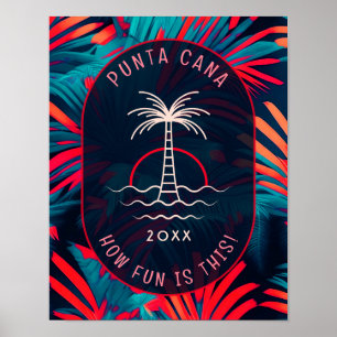 Punta Cana Beach partij Palmboom bladeren zonsonde Poster