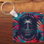Punta Cana Beach partij Palmboom bladeren zonsonde Sleutelhanger (Voorkant)