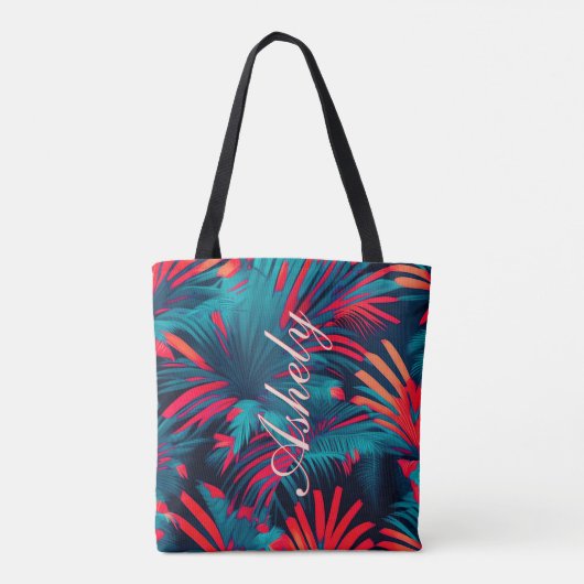Punta Cana Beach partij Palmboom bladeren zonsonde Tote Bag (Achterkant)