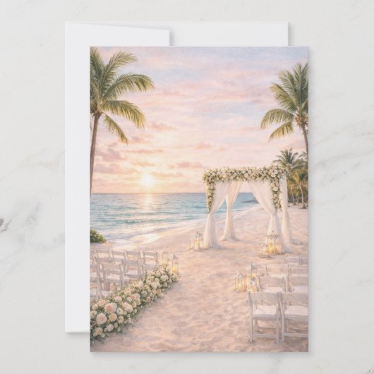 Punta Cana Beach Wedding Invitation | Editable  Kaart (Voorkant)