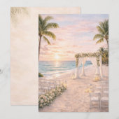 Punta Cana Beach Wedding Invitation | Editable  Kaart (Voorkant / Achterkant)