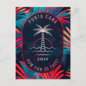 Punta Cana Beachfeest Palmboombladeren zonsonderga Briefkaart (Voorkant)