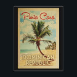 Punta Cana Briefkaart Dominicaanse Republiek<br><div class="desc">Punta Cana Dominican Republic ontwerpt in Vintage Travel-stijl met een palmboom op het strand met oceaan en lucht.</div>