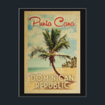 Punta Cana Briefkaart Dominicaanse Republiek<br><div class="desc">Punta Cana Dominican Republic ontwerpt in Vintage Travel-stijl met een palmboom op het strand met oceaan en lucht.</div>