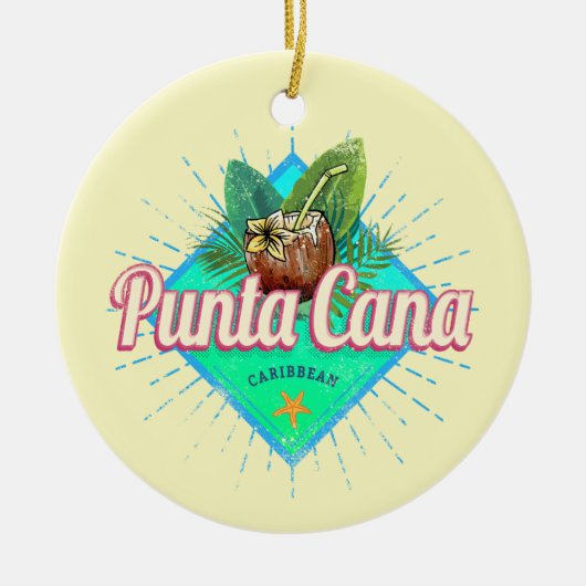 Punta Cana Caribische Dominicaanse Republiek Retro Keramisch Ornament (Voorkant)