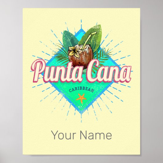 Punta Cana Caribische Dominicaanse Republiek Retro Poster (Voorkant)