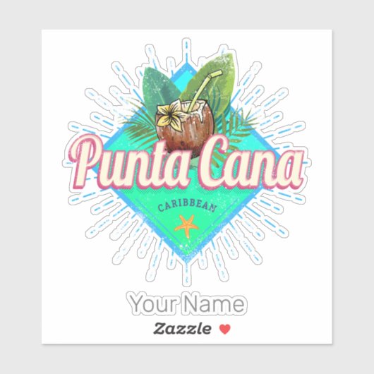 Punta Cana Caribische Dominicaanse Republiek Retro Sticker (Vel)