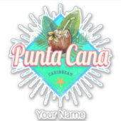 Punta Cana Caribische Dominicaanse Republiek Retro Sticker (Voorkant)