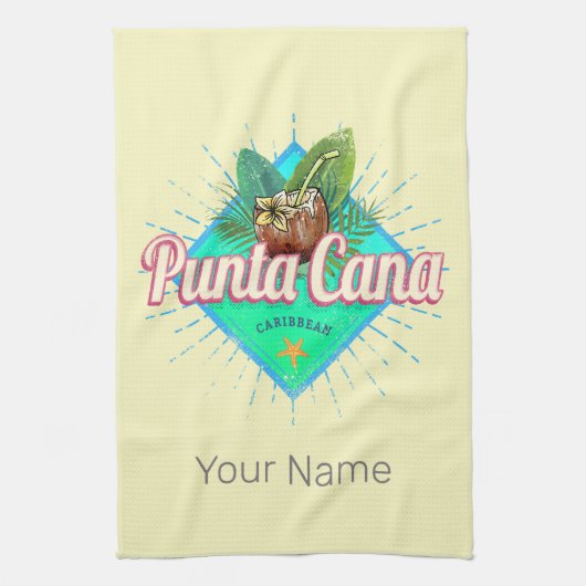 Punta Cana Caribische Dominicaanse Republiek Retro Theedoek (Verticaal)