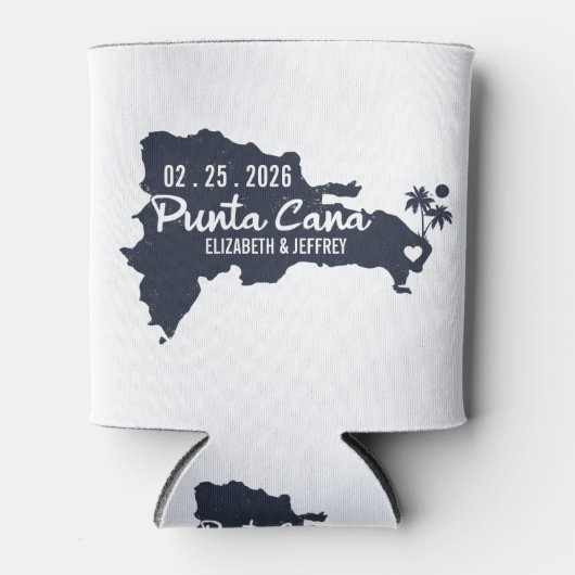 Punta Cana Custom Navy Bruiloft Minimalistische ka Blikjeskoeler (Voorkant)
