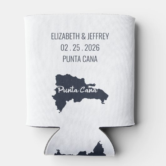 Punta Cana Custom Navy Bruiloft Minimalistische ka Blikjeskoeler (Achterkant)