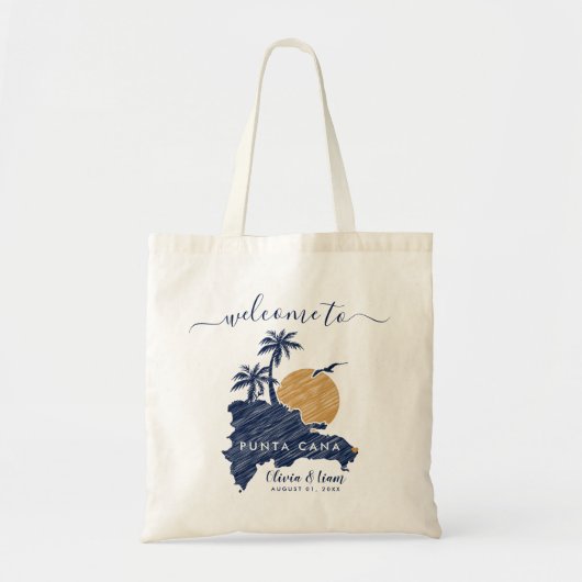 Punta Cana Custom Navy Bruiloft Minimalistische ka Tote Bag (Voorkant)