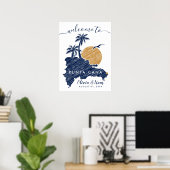 Punta Cana Custom Navy Minimalistische kaart Bruil Poster (Thuiskantoor)