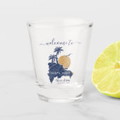 Punta Cana Custom Navy Minimalistische kaart Bruil Shot Glas (Voorkant)