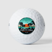 Punta Cana Dominicaans Retro Zonsondergang Souveni Golfballen (Voorkant)