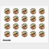 Punta Cana Dominicaanse Palmboom Retro Zonsonderga Ronde Sticker (Vel)