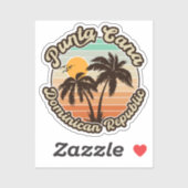 Punta Cana Dominicaanse Palmboom Retro Zonsonderga Sticker (Vel)