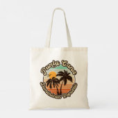 Punta Cana Dominicaanse Palmboom Retro Zonsonderga Tote Bag (Achterkant)