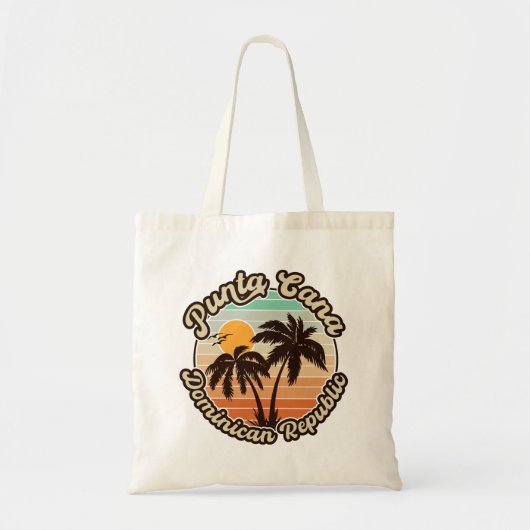 Punta Cana Dominicaanse Palmboom Retro Zonsonderga Tote Bag (Voorkant)