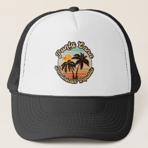 Punta Cana Dominicaanse Palmboom Retro Zonsonderga Trucker Pet