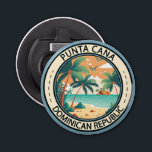 Punta Cana Dominicaanse Republiek Hut Badge Button Flesopener<br><div class="desc">Punta Cana vector art design. Het gebied Bávaro en Punta Cana vormen samen de zogenaamde La Costa del Coco,  of de Coconut Coast,  een gebied van lavish,  allesomvattende resorts.</div>