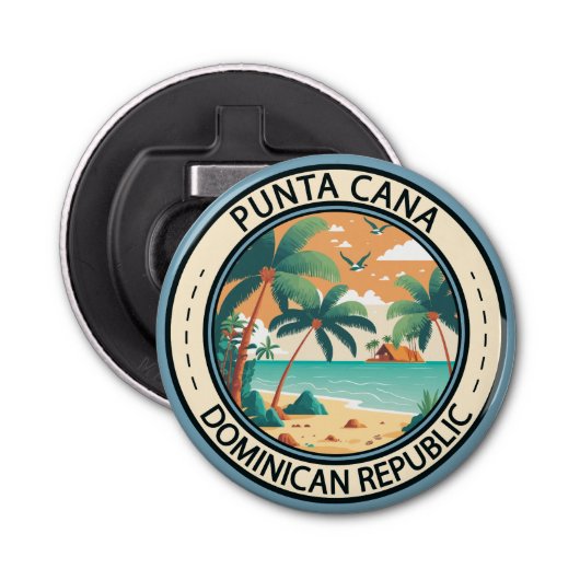 Punta Cana Dominicaanse Republiek Hut Badge Button Flesopener (Voorkant)