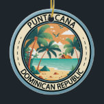 Punta Cana Dominicaanse Republiek Hut Badge Keramisch Ornament<br><div class="desc">Punta Cana vector art design. Het gebied Bávaro en Punta Cana vormen samen de zogenaamde La Costa del Coco,  of de Coconut Coast,  een gebied van lavish,  allesomvattende resorts.</div>