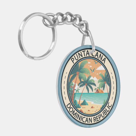 Punta Cana Dominicaanse Republiek Hut Badge Sleutelhanger (Voorkant Links)