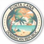 Punta Cana Dominicaanse Republiek Hut Badge Sticker<br><div class="desc">Punta Cana vector art design. Het gebied Bávaro en Punta Cana vormen samen de zogenaamde La Costa del Coco, of de Coconut Coast, een gebied van lavish, allesomvattende resorts.</div>