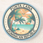 Punta Cana Dominicaanse Republiek Hut Badge Zandsteen Onderzetter<br><div class="desc">Punta Cana vector art design. Het gebied Bávaro en Punta Cana vormen samen de zogenaamde La Costa del Coco,  of de Coconut Coast,  een gebied van lavish,  allesomvattende resorts.</div>