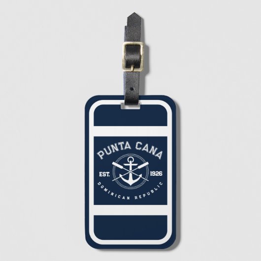 Punta Cana Dominicaanse Republiek Navy Oars Anchor Bagagelabel (Voorkant (verticaal))