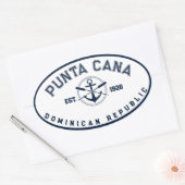Punta Cana Dominicaanse Republiek Navy Oars Anchor Ovale Sticker (Envelop)