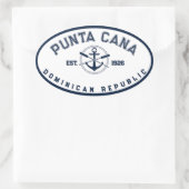 Punta Cana Dominicaanse Republiek Navy Oars Anchor Ovale Sticker (Tas)