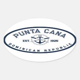Punta Cana Dominicaanse Republiek Navy Oars Anchor Ovale Sticker